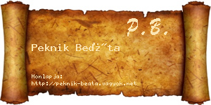 Peknik Beáta névjegykártya