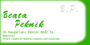 beata peknik business card